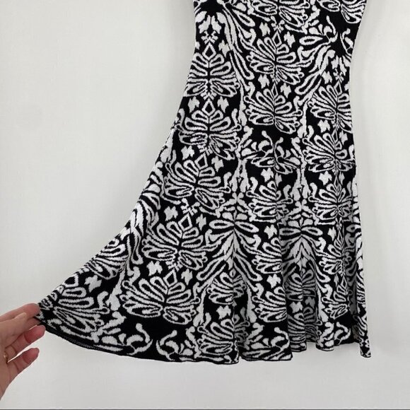 Elle fit & flare knit midi dress with cap sleeves, soft cotton blend fabric - Picture 7 of 10